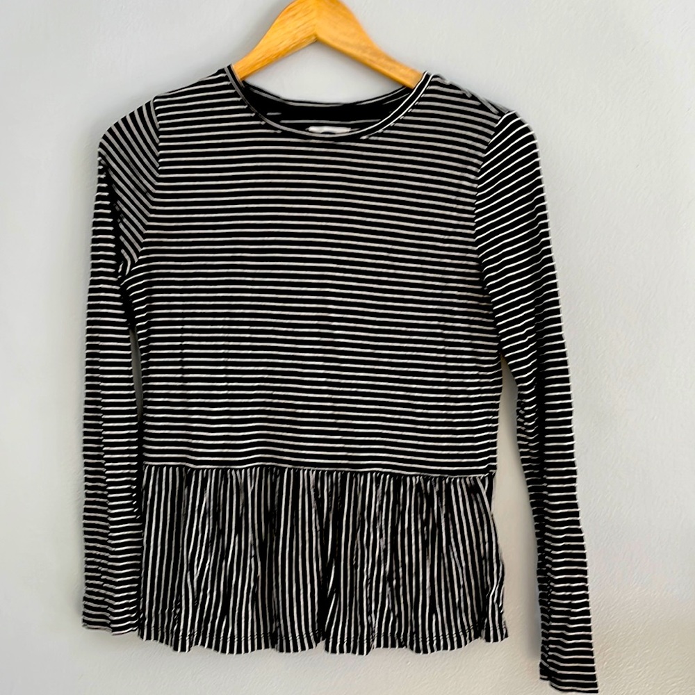 Black Striped Peplum Tee
